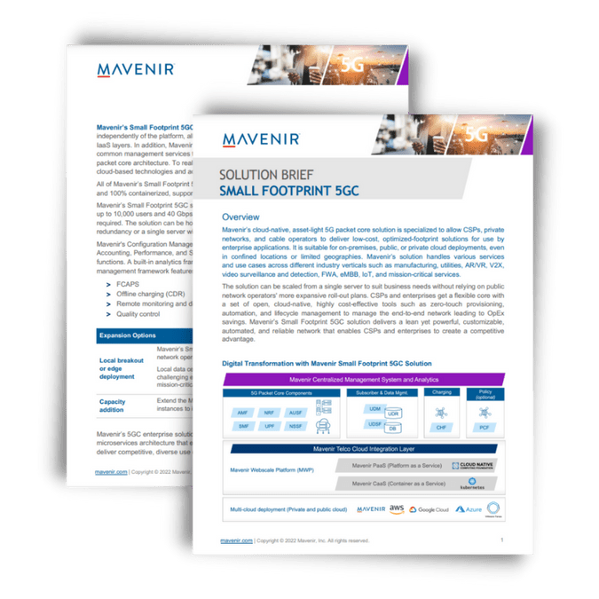 Small Footprint 5G Core (5GC)