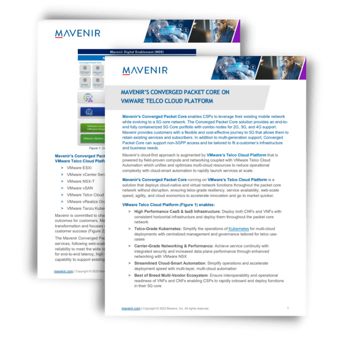 Mavenir Converged Packet Core on VMware Telco Cloud Platform