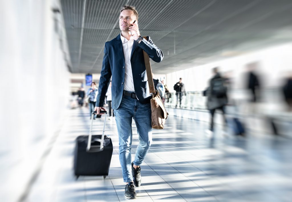 Businessman walking in airport