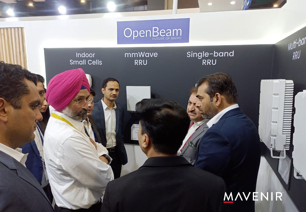 India Mobile Congress 2022 - Airtel’s Group CTO Randeep Sekhon viewing the OpenBeam Radio wall at the Mavenir stand.